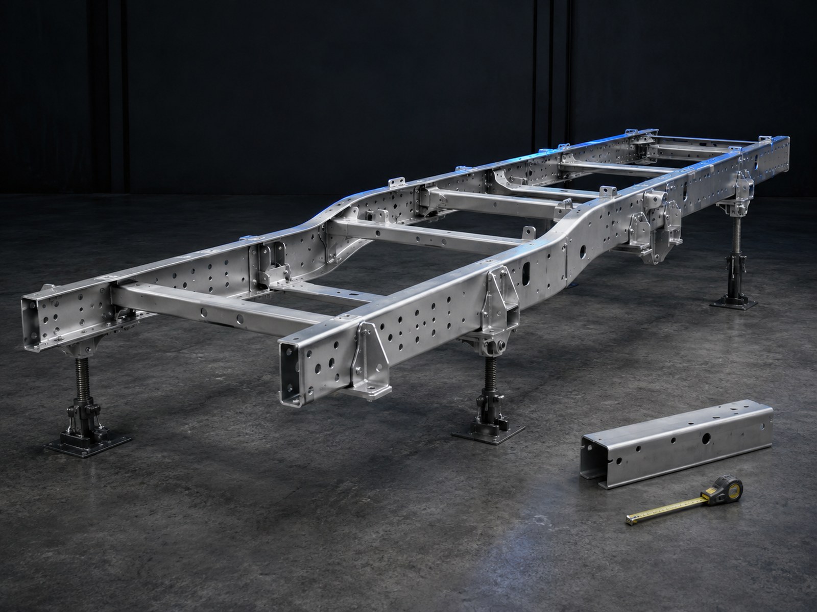 Рама грузовика на стапеле в цехе